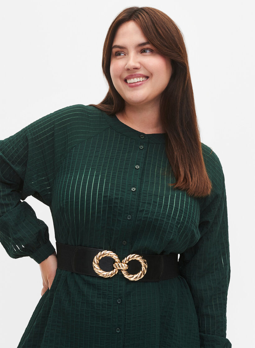 Strækbart taljebælte med guldfarvet spænde, Black, Model image number 0