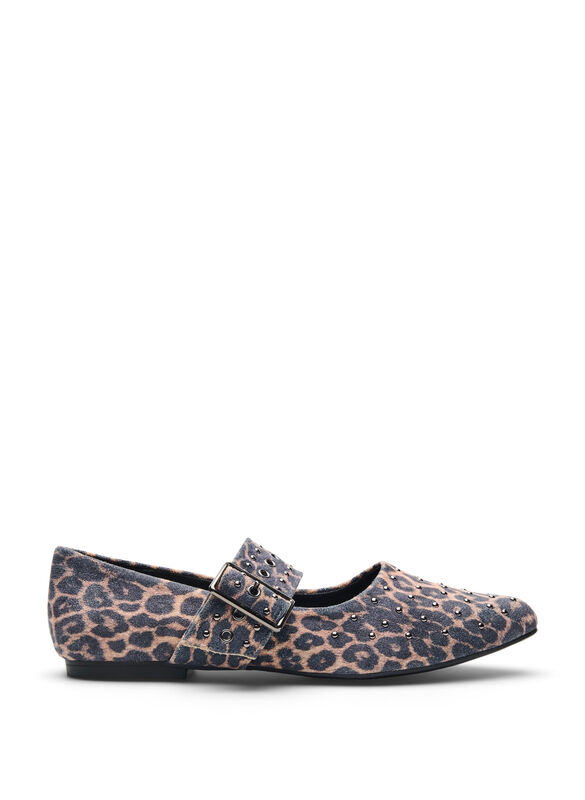 Extra Wide Fit - Ballerina I Leopardprint Med SpæNde Og Nitter
