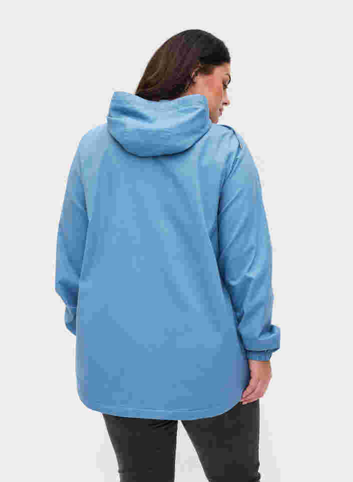 Kort parka jakke med hætte og justerbar bund, Blue Shadow, Model image number 1