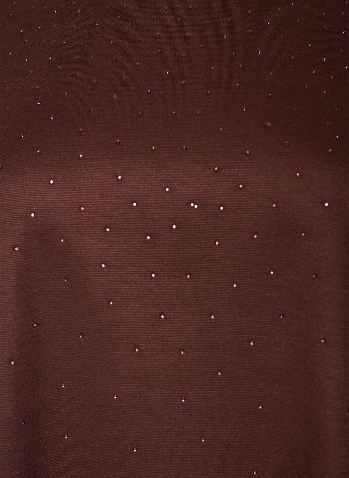 T-shirt med rhinsten og rund hals, Brun, Packshot image number 2