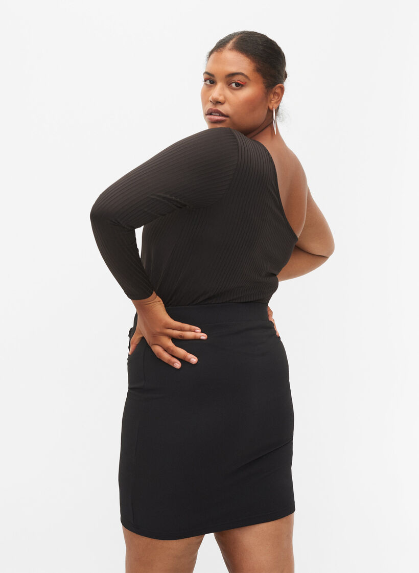 One-shoulder bluse , Black, Model image number 1