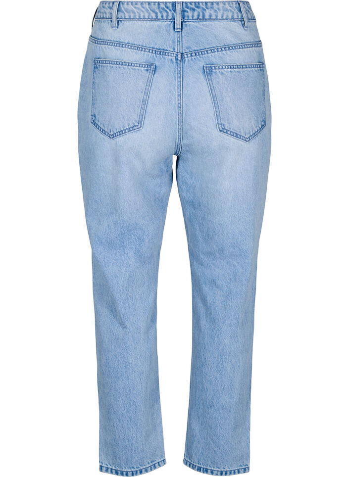 Mille mom fit jeans med sliddetaljer, Light Blue Denim, Packshot image number 1