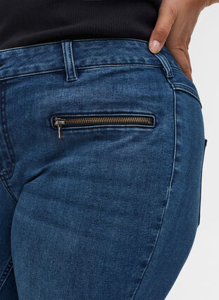 Ekstra slim Sanna jeans med lynlås, Blue denim, Model image number 2