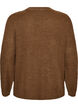 Strikbluse med ribstruktur og knapdetaljer, Brun, Packshot image number 1