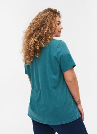 Meleret t-shirt med tryk og korte ærmer, Pacific Mel., Model image number 1