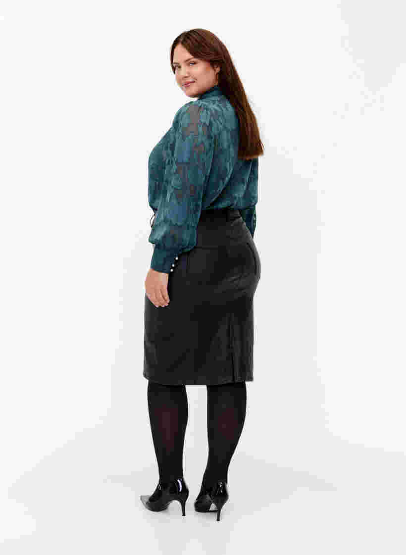 Coated nederdel med slids , Black, Model image number 1