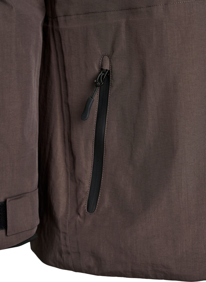 Vandt&aelig;t vinterjakke med aftagelig h&aelig;tte, Brun, Packshot image number 3
