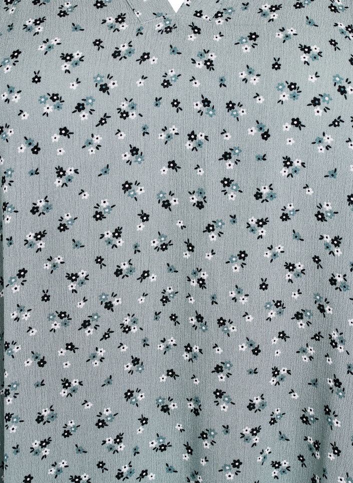Tunika med blomsterprint og 3/4 ærmer, Grøn, Packshot image number 2