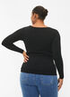 Bluse med v-hals og draperinger, Black, Model image number 1