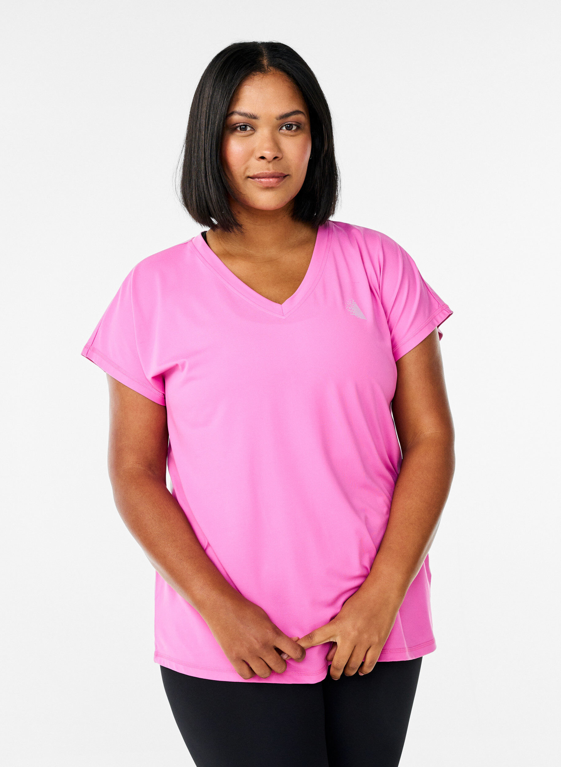 ZizziL&oslash;s tr&aelig;nings t-shirt med v-hals, Lyser&oslash;d, Model image number 0