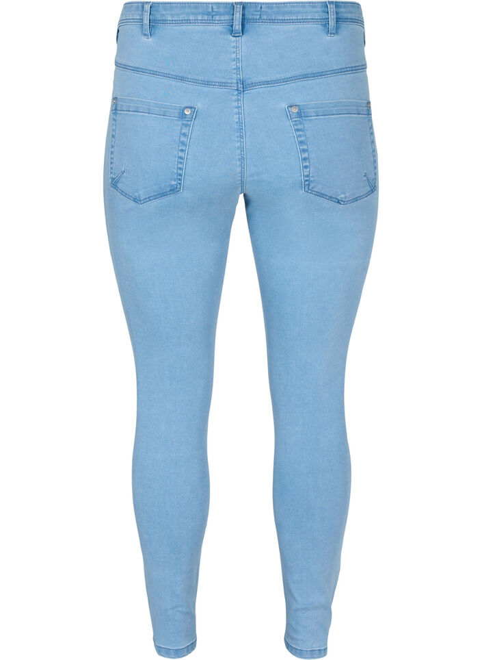 Cropped Amy jeans med lynlåsdetalje, Blå, Packshot image number 1