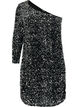 Kort one-shoulder kjole med pallietter, Black/Silver Sequins, Packshot image number 0
