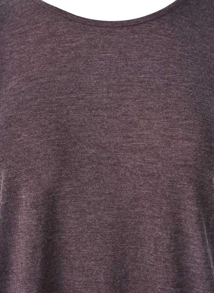 Jerseybluse med 3/4 &aelig;rmer, Brun, Packshot image number 2