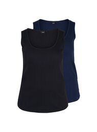 2-pak basis tanktop i rib, Black/Navy Blazer