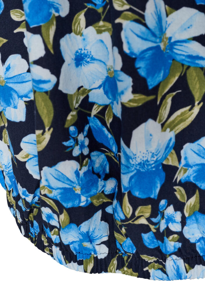 Kort&aelig;rmet bomuldskjole med print, Bl&aring;, Packshot image number 3