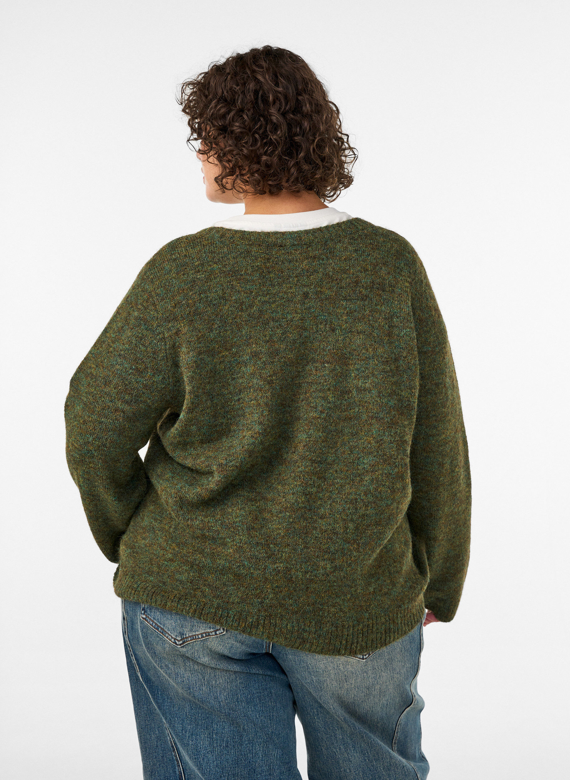 ZizziL&oslash;s striktr&oslash;je med rund hals, Gr&oslash;n, Model image number 2