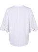 Skjortebluse med broderi anglaise og 3/4 ærmer, Bright White, Packshot image number 1