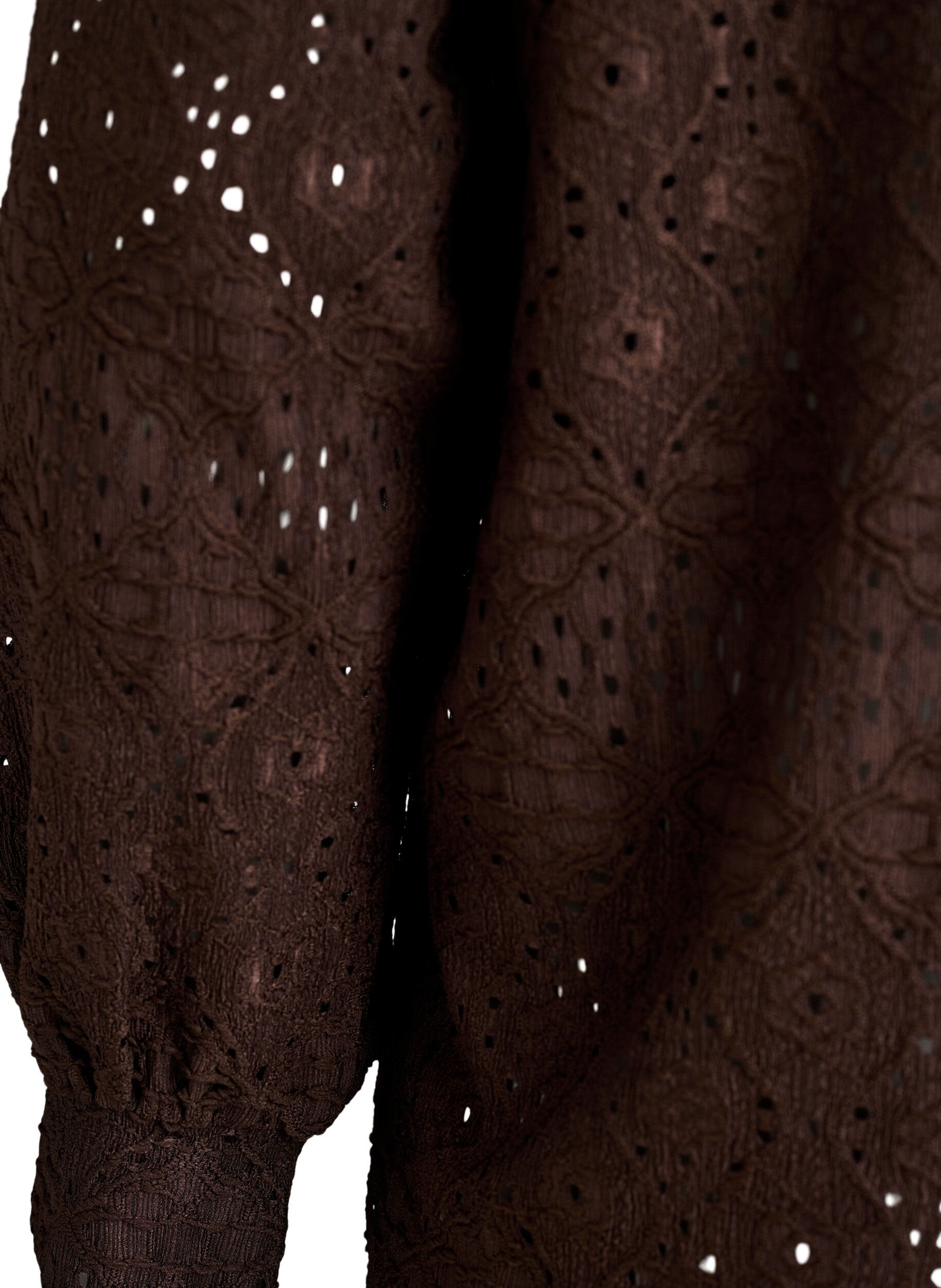 Zizzi Lang&aelig;rmet bluse med hulm&oslash;nster, Brun, Packshot image number 3