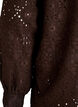 Langærmet bluse med hulmønster, Brun, Packshot image number 3
