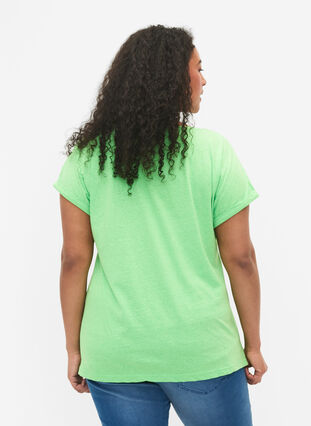 Neonfarvet t-shirt i bomuld, Neon Green, Model image number 1