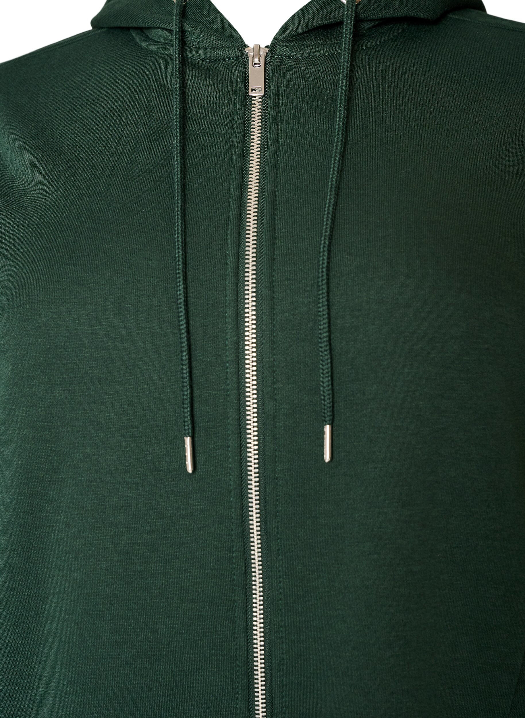 ZizziLang h&aelig;ttetr&oslash;je med lynl&aring;s og lommer, Gr&oslash;n, Packshot image number 2