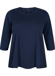 Basis bomulds t-shirt med 3/4 ærmer, Navy Blazer