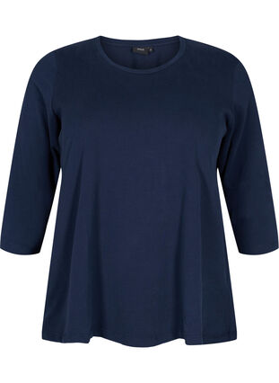 Basis bomulds t-shirt med 3/4 ærmer, Navy Blazer, Packshot image number 0