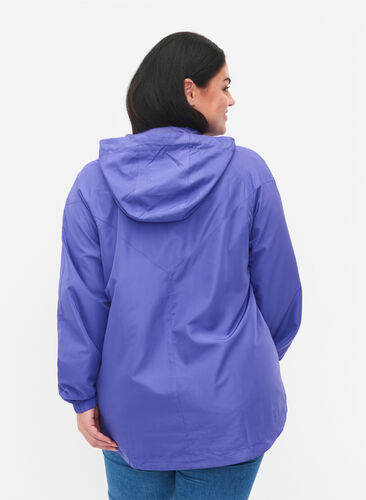 Kort jakke med hætte og justerbar bund, Purple Opulence, Model image number 1