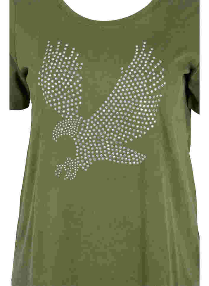 Bomulds t-shirt med acid wash og sten , Ivy Green Wash, Packshot image number 2