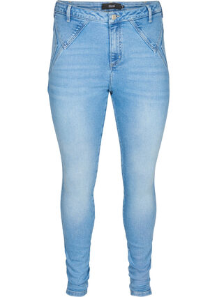 Super slim Amy jeans med markante syninger, Light blue, Packshot image number 0
