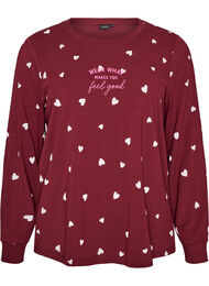 Natbluse med print, R&oslash;d