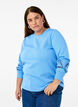 Sweatbluse med broderede udskæringer, Della Robbia Blue, Model image number 0