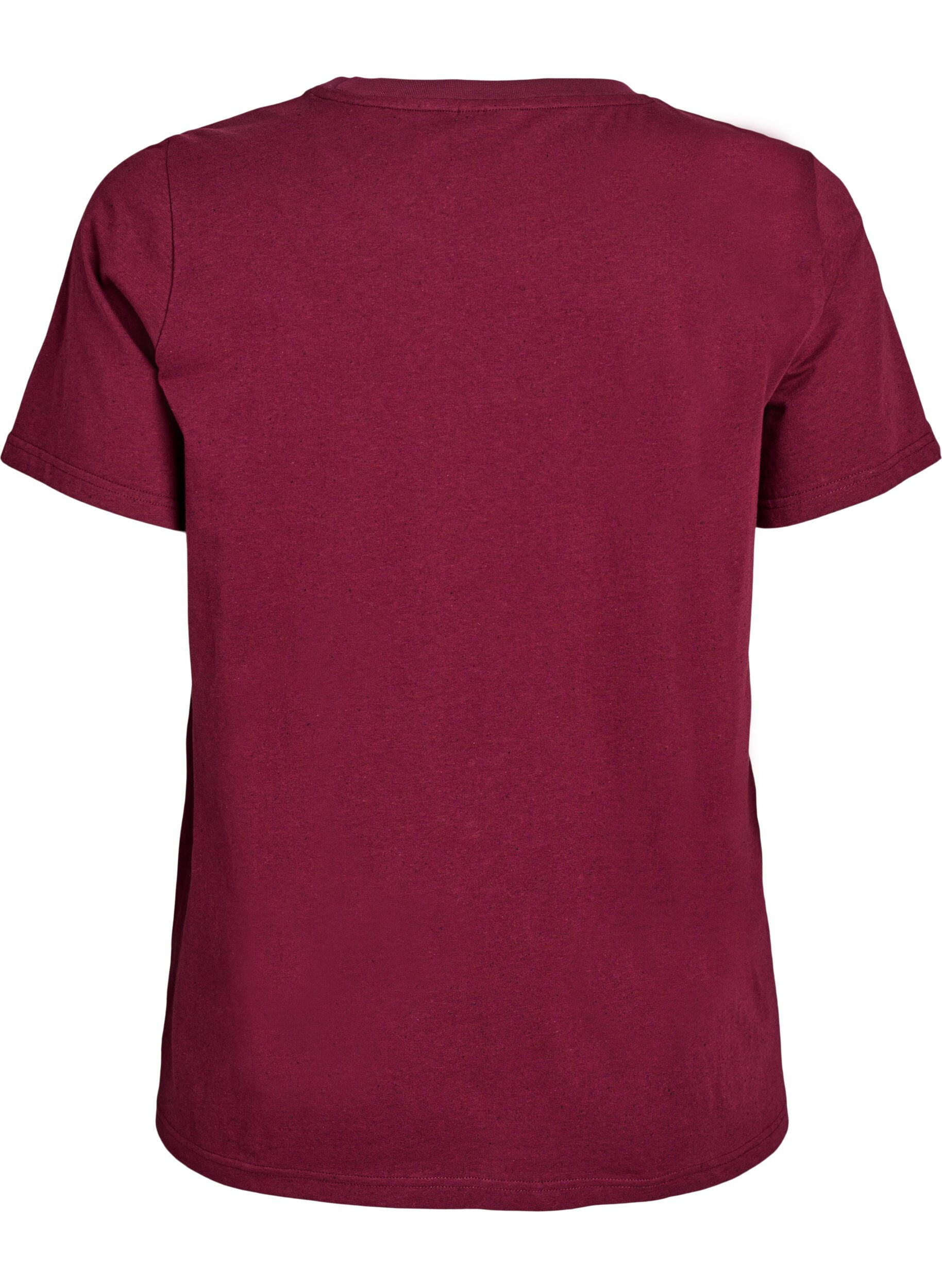 Zizzi Bomulds t-shirt med rund hals, M&oslash;rk Bordeaux, Packshot image number 1