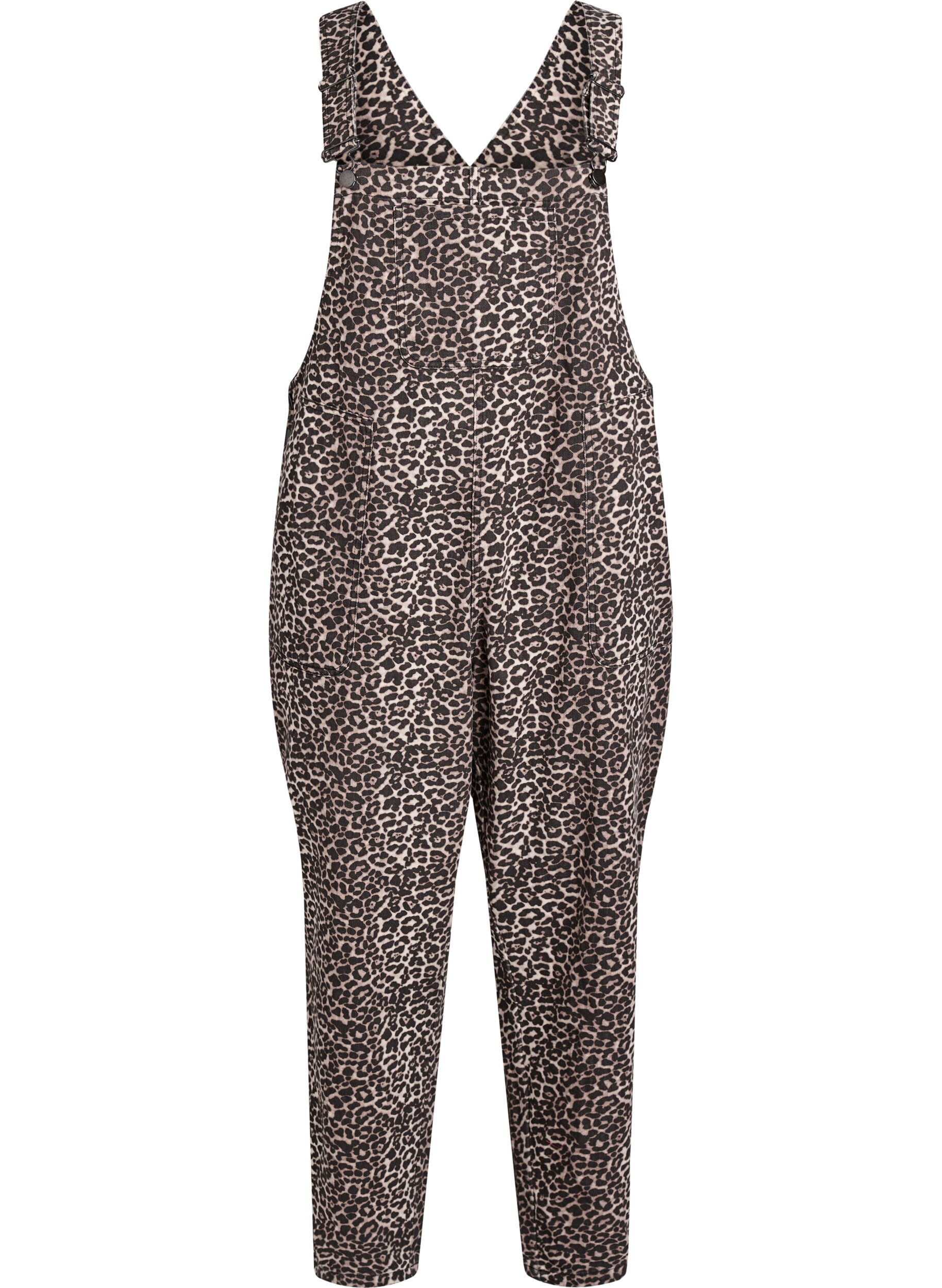 Leopardm&oslash;nstrede overalls i denim