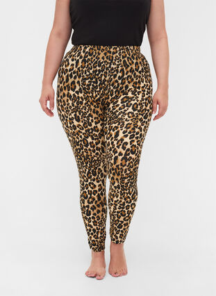 Viskose leggings med leopardprint, LEO AOP, Model image number 2