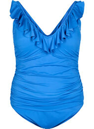 Badedragt med flæser og udtagelige indlæg, Blå