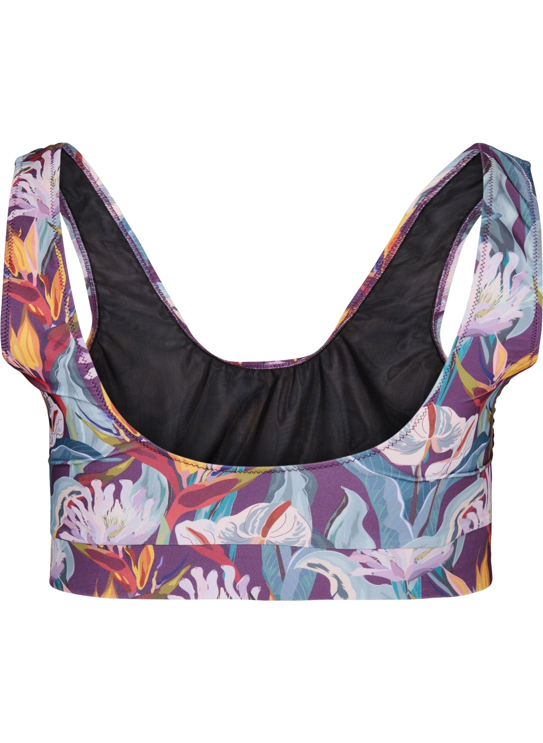 Zizzi Printet bikini top med rund halsudsk&aelig;ring, Deep Tropical Print, Packshot image number 1