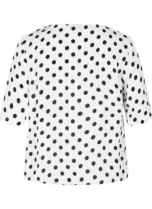 Viskose bluse med korte ærmer og prikker, White w. Black Dot, Packshot image number 1