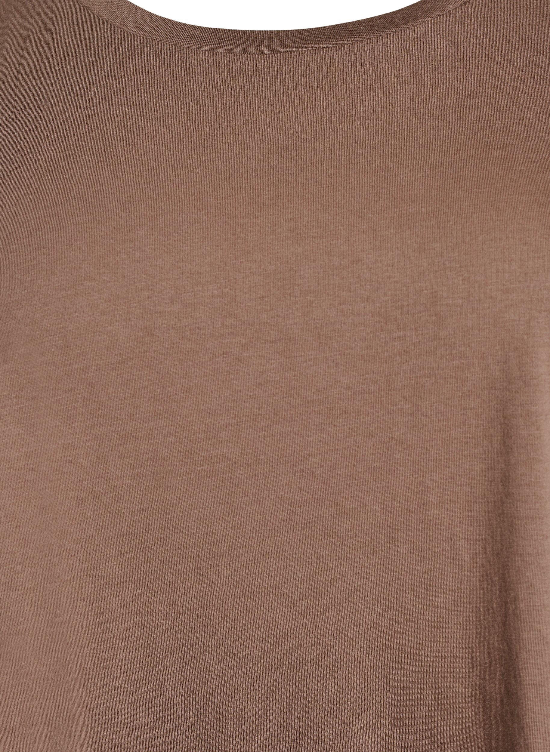 ZizziKort&aelig;rmet t-shirt i bomuldsblanding, Brun, Packshot image number 2