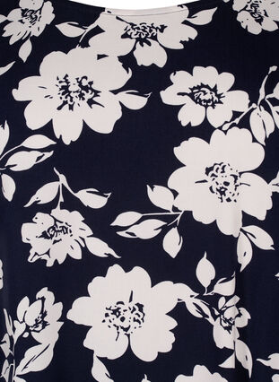 FLASH - Kortærmet bluse i viskose med print, N. Sky White Flower, Packshot image number 2