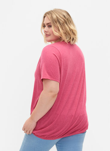 Meleret t-shirt med elastikkant, Beetroot Purple Mél, Model image number 1