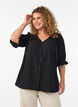 Skjortebluse med 1/2 &aelig;rmer, Sort, Model image number 0