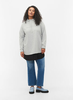 Sweatshirt med høj krave, Light Grey Melange, Model image number 2