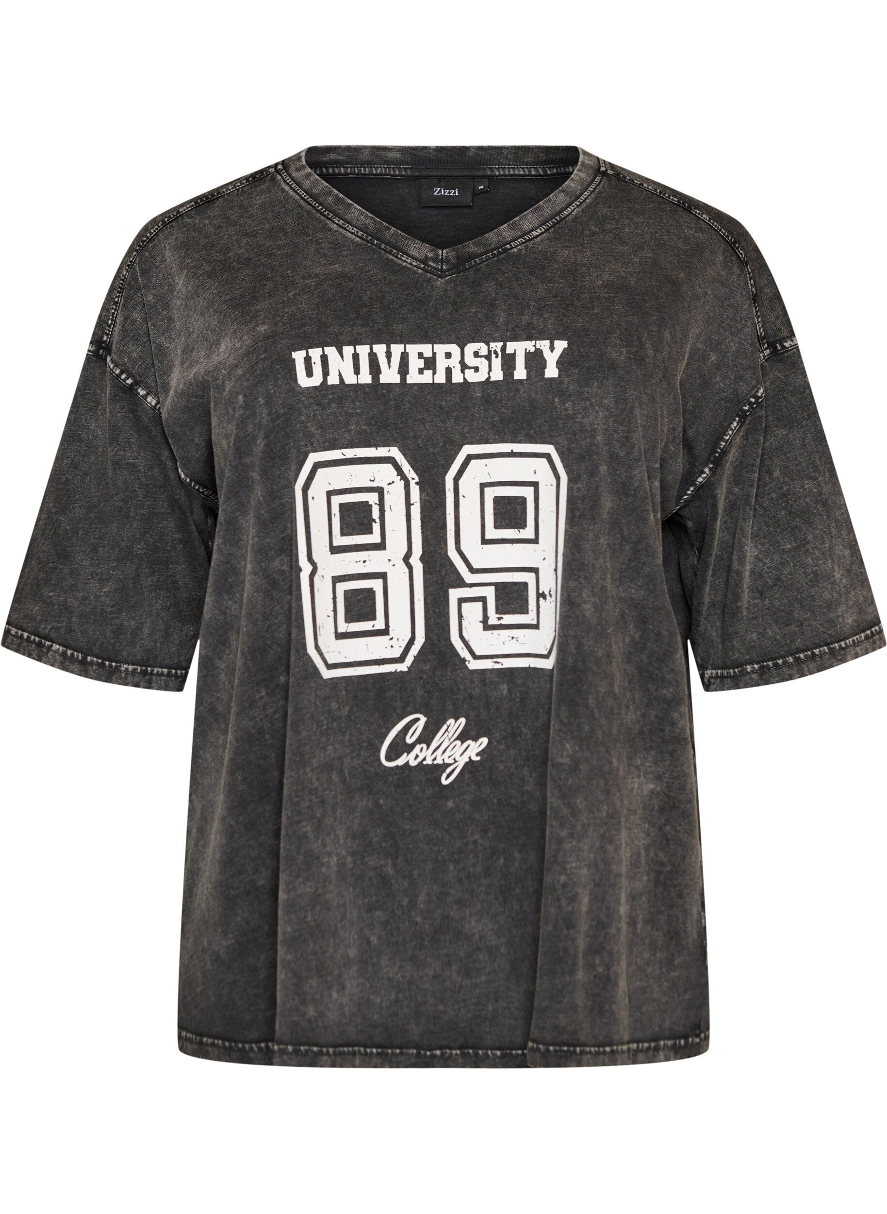 ZizziOversize T-shirt i &oslash;kologisk bomuld med college print, Sort, Packshot image number 0