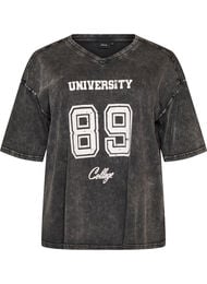 Oversize T-shirt i &oslash;kologisk bomuld med college print, Sort