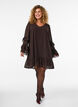 Kort kjole med transparente fl&aelig;se&aelig;rmer, Brun, Model image number 1