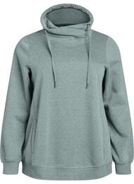 Sweatshirt med h&oslash;j krave og lommer, Gr&oslash;n