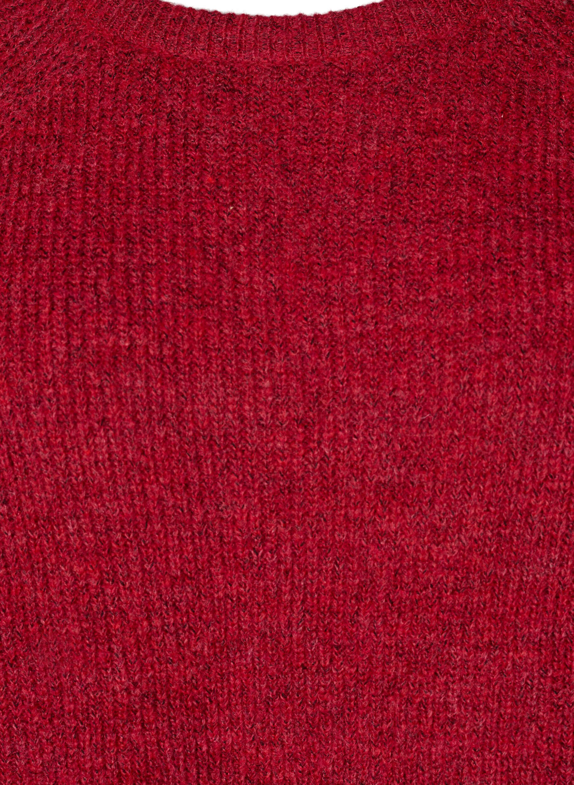 ZizziRibstrikket tr&oslash;je med 3/4 &aelig;rmer, R&oslash;d, Packshot image number 2