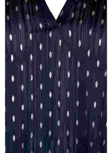Printet bluse med smock og v-hals, Night Sky w. Silver, Packshot image number 2