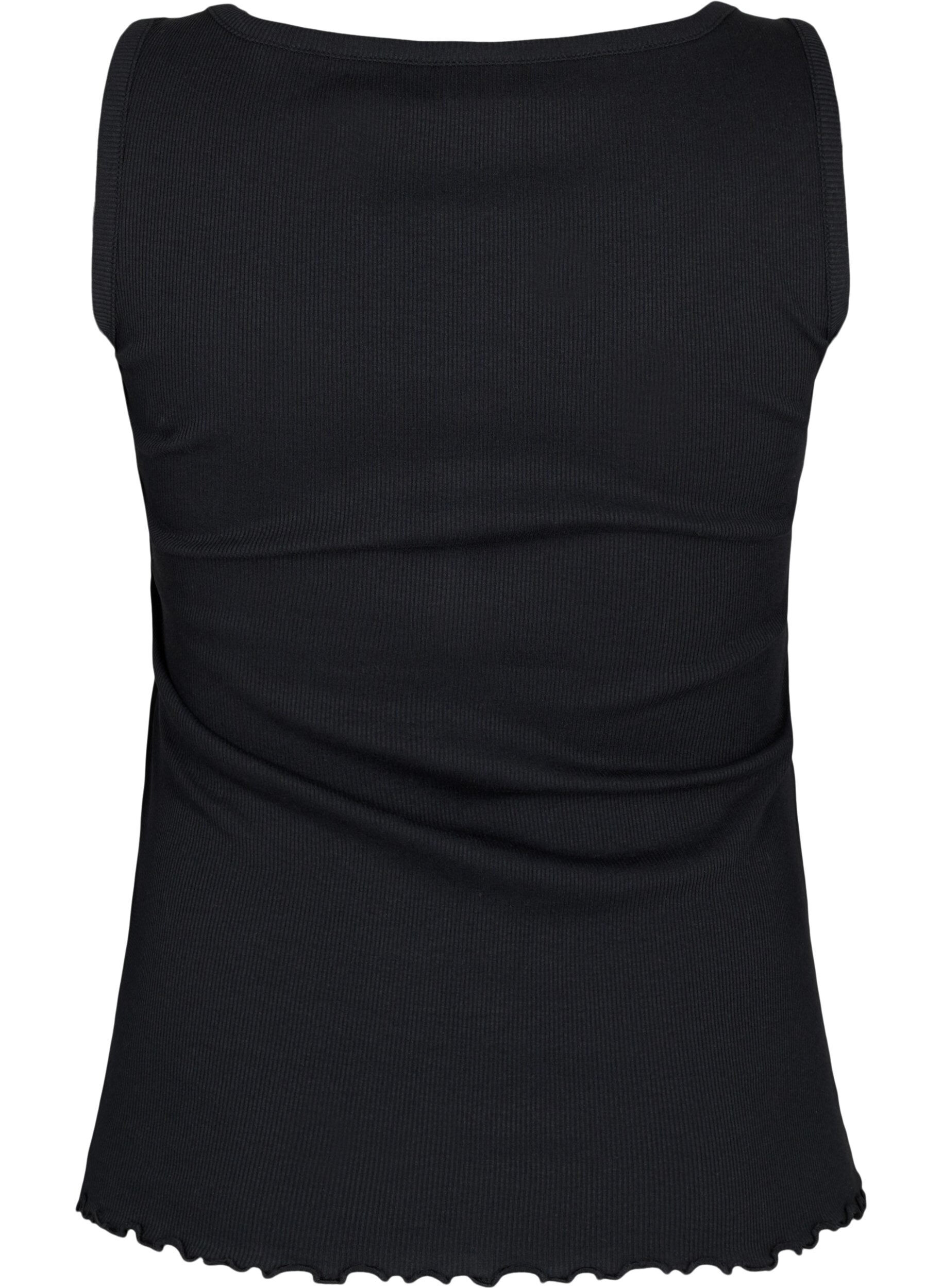 Zizzi Rib tanktop med knapper, Black, Packshot image number 1